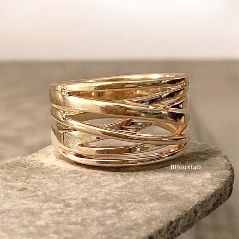 Bague Rangs Ajourés En Plaqué or 18 CARATS 750 Millièmes Tailles 50 à 60