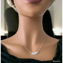 Collier Tendance "PLUME" Argent Massif Rhodié 925/1000 ZIRCONIUM