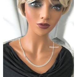 Chaîne 60CM x 4MM Maille Gourmette Argent Massif 925/1000