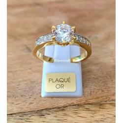 Bague Cz Solitaire Plaqué Or 18 Carats 5 Microns T50 À T70 CHOIX