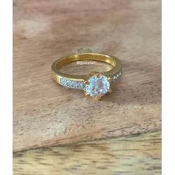 Bague Cz Solitaire Plaqué Or 18 Carats 5 Microns T50 À T70 CHOIX