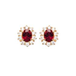Boucles D'oreilles Marquise Rubis CZ Plaqué Or 18 CARATS 750/000
