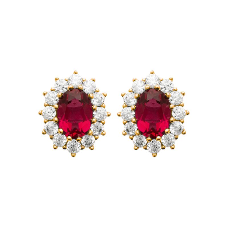 Boucles D'oreilles Marquise Rubis CZ Plaqué Or 18 CARATS 750/000