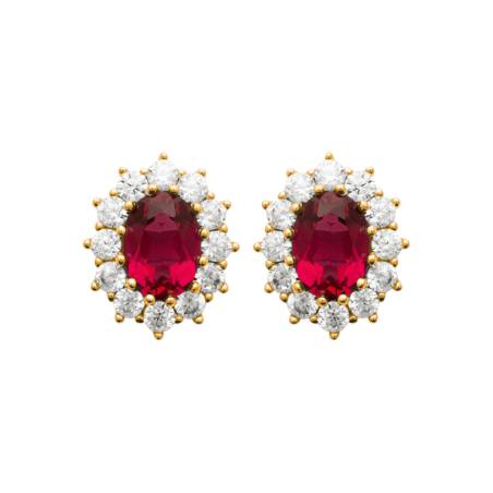 Boucles D'oreilles Marquise Rubis CZ Plaqué Or 18 CARATS 750/000