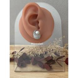 Boucles d’oreilles chics en argent 925/000 avec perle d’eau douce naturelle
