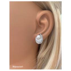 Boucles d’oreilles chics en argent 925/000 avec perle d’eau douce naturelle