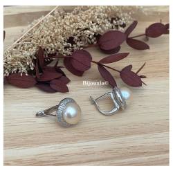 Boucles d’oreilles en argent 925/000 perle d’eau douce naturelle