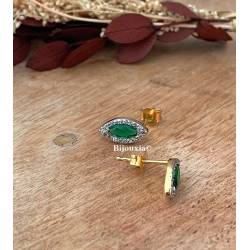 Boucles d’oreilles clous d’oreilles marquise cristal vert zircon plaqué or 18K