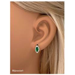 Boucles d’oreilles clous d’oreilles marquise cristal vert zircon plaqué or 18K