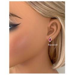 Boucles d’oreilles clous d’oreilles marquise cristal rose zircon plaqué or 18K