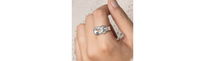 Bague Large Nœud Entrelacée En Argent Massif 925/1000 Tailles CHOIX