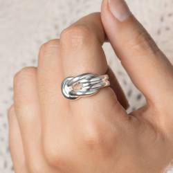 Bague Large Nœud Entrelacée En Argent Massif 925/1000 Tailles CHOIX
