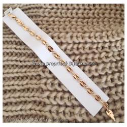 Bracelet Maille Grain de Café 22cm X 6,5 mm Plaqué Or Homme/Femme