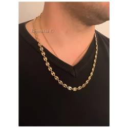 Chaîne Maille Grain de Café 50 cm x 6,5 mm Plaqué Or 18 carats MIXTE