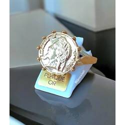 Bague Chevalière Pièce Louis d'or Plaqué Or Tailles 50-52-54-56-58-60