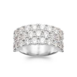 Bague Pavé Microserti Oxyde de Zirconium Argent Massif 925/000 T50 à T60