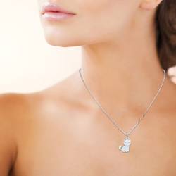 Collier Pendentif Chaton + Chaîne Argent Massif 925/000