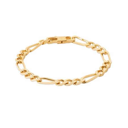 Bracelet Maille Figaro 6MM x 21CM Plaqué or 18 Carats