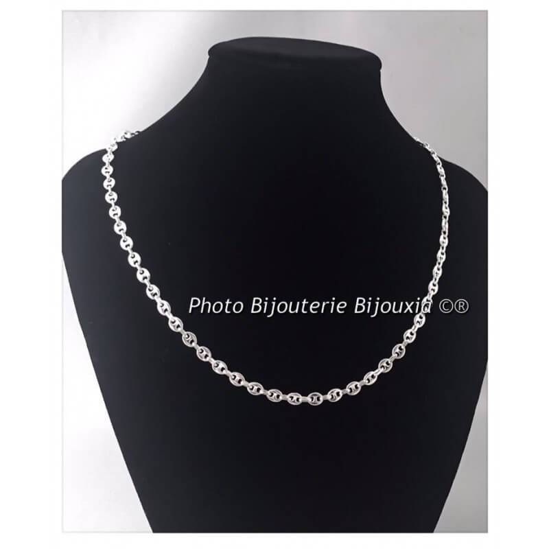 Chaîne Maille Grain De Café 50 cm x 4mm En Argent 925/1000
