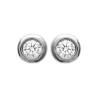 Boucles D'oreilles 2mm Zirconium Cristal Rond Serti Clos Argent 925/000 Rhodié