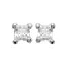 Boucles D'oreilles 3mm Cristal Zirconium Carré Serti Argent 925/000 Rhodié