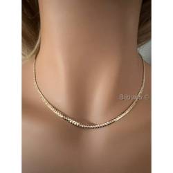 Chaîne maille anglaise bombée 45cm Plaqué Or 18 Carats 750/1000