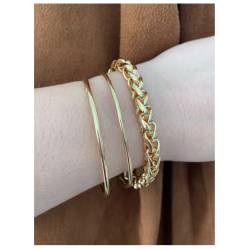 Bracelet Maille Palmier 19CM En Plaqué Or 18 Carats Bijoux Femme