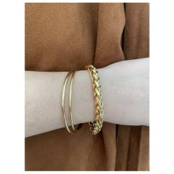Bracelet Maille Palmier 19CM En Plaqué Or 18 Carats Bijoux Femme