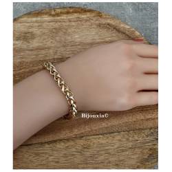 Bracelet Maille Palmier 19CM En Plaqué Or 18 Carats Bijoux Femme