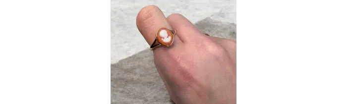 Bague Camée Rouge Et Plaqué or 18 Carats 750/000 Tailles Choix