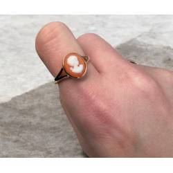 Bague Camée Rouge Et Plaqué or 18 Carats 750/000 Tailles Choix