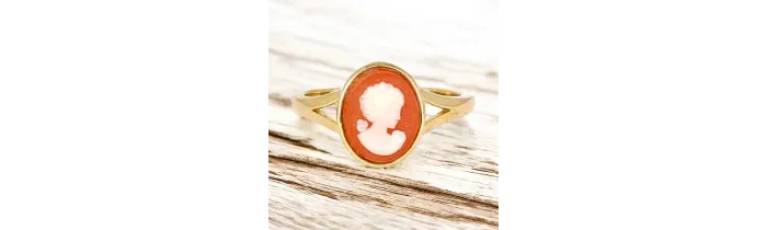 Bague Camée Rouge Et Plaqué or 18 Carats 750/000 Tailles Choix