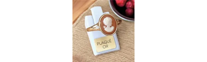 Bague Camée Rouge Et Plaqué or 18 Carats 750/000 Tailles Choix