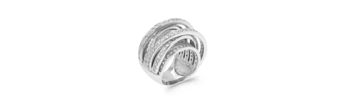 Bague Large ZIRCONIUM Entrelacés Argent Massif 925/000 Rhodié CHOIX