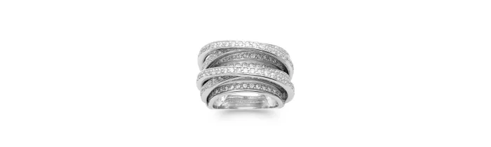 Bague Large ZIRCONIUM Entrelacés Argent Massif 925/000 Rhodié CHOIX