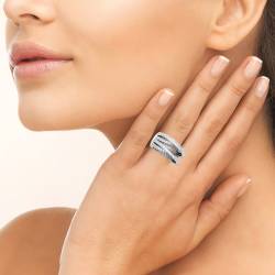 Bague Large ZIRCONIUM Entrelacés Argent Massif 925/000 Rhodié CHOIX
