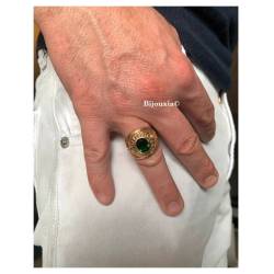 Bague Chevalière Américaine Army Cz Émeraude Plaqué Or 750/000 T60-62-64-66