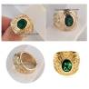 Bague Chevalière Américaine Army Cz Émeraude Plaqué Or 750/000 T60-62-64-66
