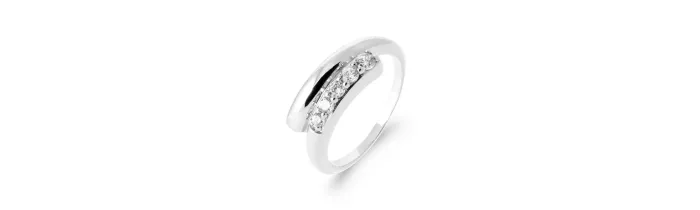 Bague Goutte D'eau Empierrée Zirconium Argent Massif 925/000 T50 à T60