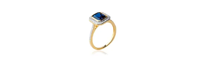 Bague CZ Saphir ZIRCONIUM Plaqué or 18 Carats 750/000 Tailles 50 à 60