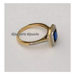 Bague CZ Saphirs ZIRCONIUM Plaqué or 18 Carats 5 Microns  Bijoux NEUF 