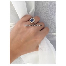 Bague CZ Saphirs ZIRCONIUM Plaqué or 18 Carats 5 Microns  Bijoux NEUF 