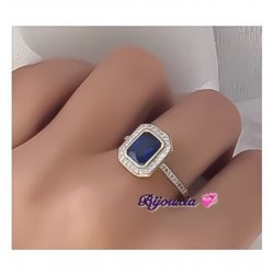 Bague CZ Saphirs ZIRCONIUM Plaqué or 18 Carats 5 Microns  Bijoux NEUF 