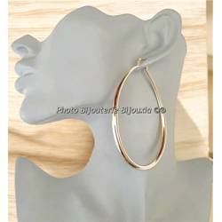 Boucles D'oreilles Grandes Créoles Ovales 8CM En Plaqué Or