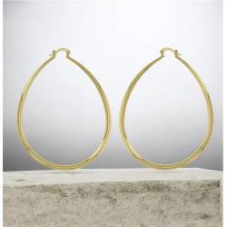 Boucles D'oreilles Grandes Créoles Ovales 8CM En Plaqué Or