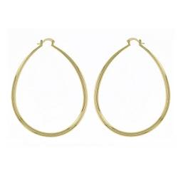 Boucles D'oreilles Grandes Créoles Ovales 8CM En Plaqué Or