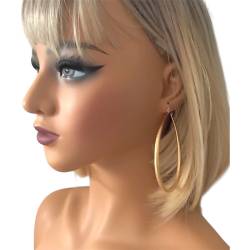 Boucles D'oreilles Grandes Créoles Ovales 8CM En Plaqué Or