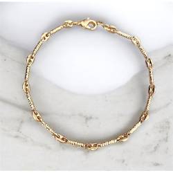 Bracelet Alternance Grain de Café 20CM En Plaqué Or 18 carats Bijoux NEUF