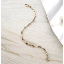 Bracelet Alternance Grain de Café 20CM En Plaqué Or 18 carats Bijoux NEUF