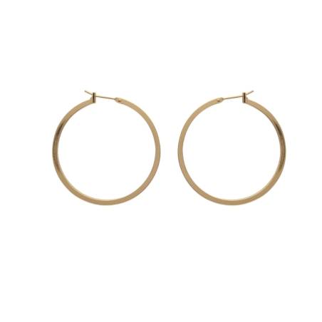 Créoles Fil Carré diamètre 3CM En Plaqué Or 18 CARTAS 750/1000